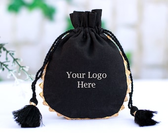 100 Pcs Jewelry Packaging Personalized Bags Eco Friendly Cotton Pouch - Free Shipping