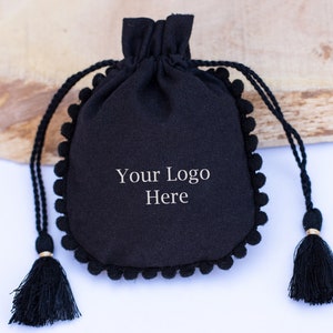 100 pochettes d'emballage de bijoux personnalisées avec logo personnalisé imprimé sac en coton respectueux de l'environnement - Livraison gratuite