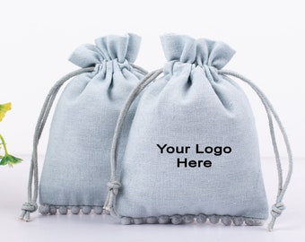 100 personalisierte Baumwollbeutel mit Kordelzug, Geschenktüten mit individuellem Logodruck
