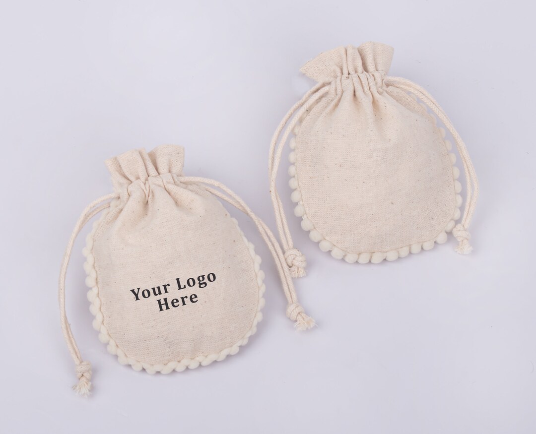 100 Personalized Cotton Drawstring Pouch | Custom Logo Jewelry ...