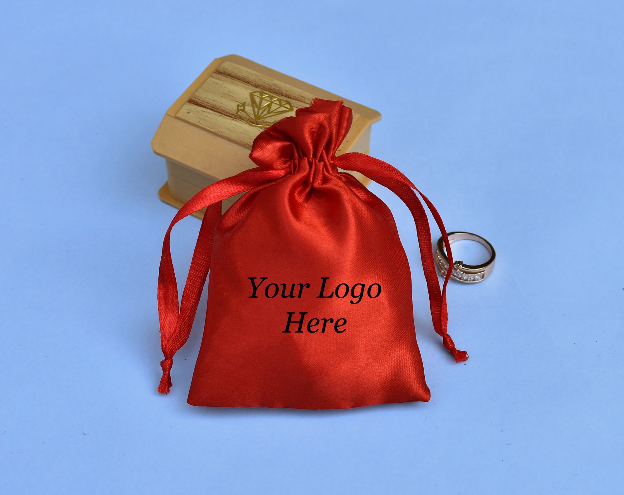 100 Custom Red Satin Jewelry Packaging Pouch Wedding Favor Etsy