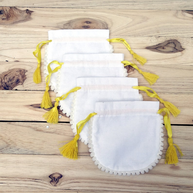 Cotton Jewelry Personalized Pouch 5x7 Inches 100 Pcs Custom Logo Pouches With Satan Ribbon