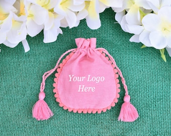 100 Pcs Custom Jewelry Packaging Drawstring Pouch, Personlise Wedding Favor Bags With Free Logo