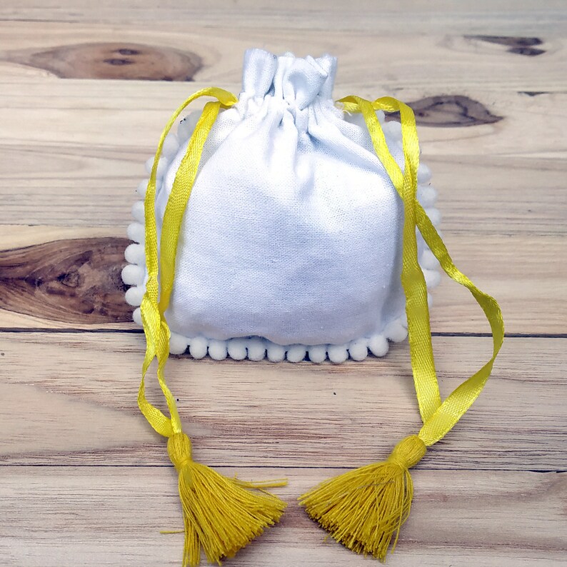 Cotton Jewelry Personalized Pouch 5x7 Inches 100 Pcs Custom Logo Pouches With Satan Ribbon