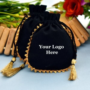 100 Black Custom Drawstring Shipping bag, Wedding Favor Bag Personalize Jewelry Package & Gift Packaging