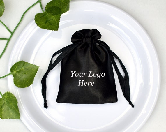 Custom Logo Satin Drawstring Bag, Jewelry Package Pouch, Wedding Favor