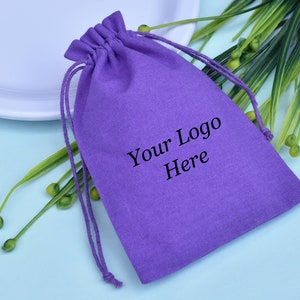 100 pochettes d'emballage de bijoux violets personnalisés sac d'impression de Logo personnalisé petits sacs de faveur de mariage