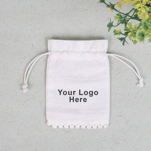 100 Custom Logo Drawstring Bags Cotton Drawstring Bags Personalised Favor Bags | Party Supplies | Merchandise Bags Bulk