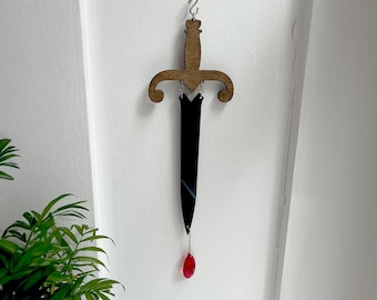 Hanging Dagger Suncatcher - Crystal Teardrop Prism Decor