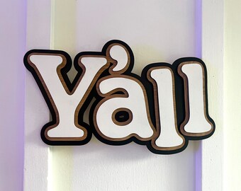 Y'all Wood Typography Wall Sign Art