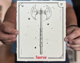 Medieval Fantasy Weapons Zodiac Art Print - Astrology & Tarot