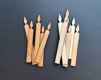 10 Unfinished Wooden Candle Shapes: Laser Cut Wood Cutout, DIY Craft Supplies, Blank