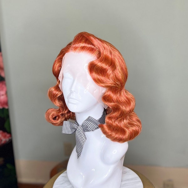 Blazing Redhead Pinup Wig for Vintage and Burlesque Beauties! Medium - short