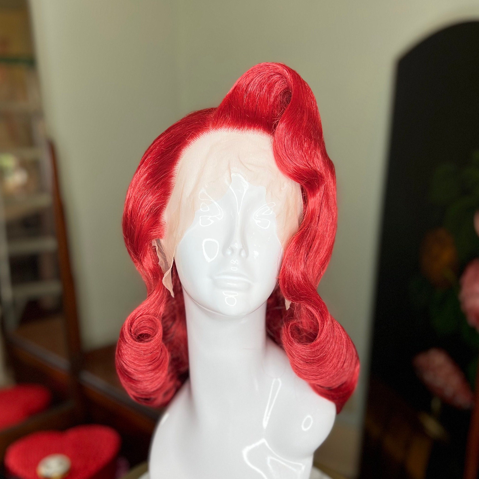 Vintage Waves Wig in Pageboy Hairstyle Fire Red Hair 1940s Etsy