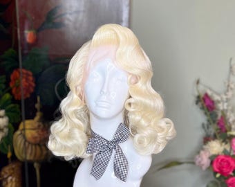 Platinum Blonde Vintage Wig: 1940s 1950s Jayne Mansfield Waves
