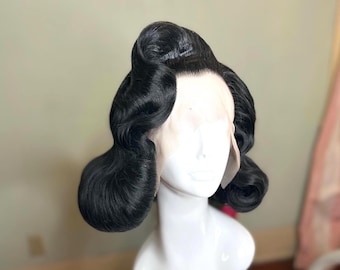 Dita Von Teese Inspired Black Wig - Vintage 1950s Pinup Hairstyle
