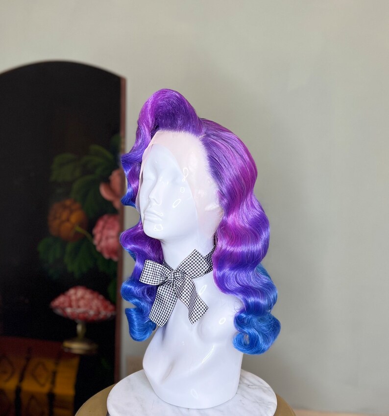 Toupee Rabbit Jessica Rabbit Inspired Wig: Custom Purple Blue Waves, Pinup Hair ...