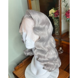 Custom Styled Vintage Wig: Steel Gray Glamour Waves