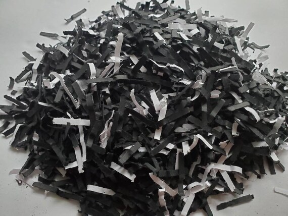 thumbnail interactive-video image 1 of JINMING Black Crinkle Cut Paper Shred - Perfect Gift Basket Filler & Wrapping Stuffing, 1LB Pack 1 of 10