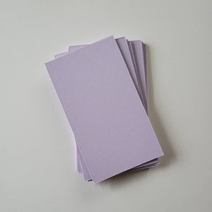 1,9 x 3,325 Pino esmaltado tamanho cartão de visita roxo claro, cartões de suporte de joias, cartões/etiquetas de exibição de embalagem