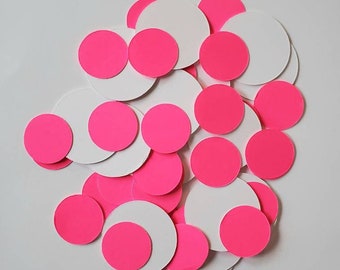 Pink And White Circle Confetti, Birthday Confetti, Table Decoration