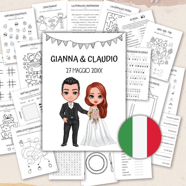 ITALIANO - Libro di Attività per Matrimoni | Disegni per Bambini Huwelijk | Album van kleur voor het huwelijk | Kit Bambini Matrimonio