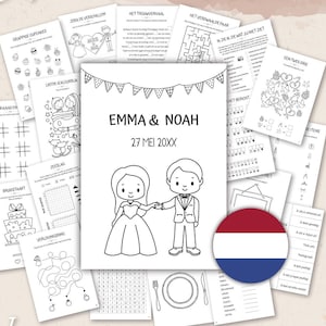 HOLANDÉS - Libro de actividades de boda para niños | Libro para colorear bodas Imprimir | Conjunto de actividades para niños | Mat de actividades infantiles