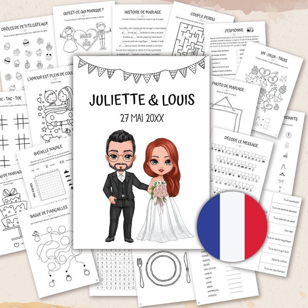 FRANÇAIS - Livre d'actives de mariage for les enfants | cahier de coloriage de mariage | Tischdeko für Kinder | pdf