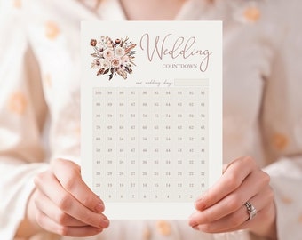 Wedding Planner Printable Wedding Planner Digital Wedding Countdown Calendar Wedding Planning Personalized Wedding Coutdown Board 100 days