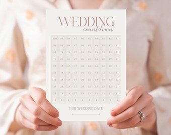 Wedding Countdown Calendar Personalized Wedding Countdown Poster Digital Countdown Wedding Planner Wedding Planning 100 days until Wedding