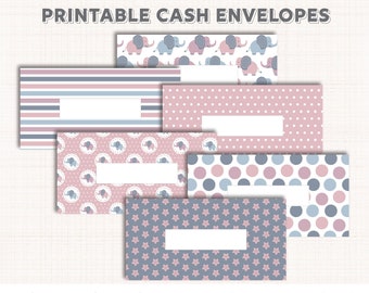 Elephant Cash Envelope for Kids | Savings Envelope Template | Pastel Household Cash Envelope | Budget Envelopes System | Cash Envelope 6 set