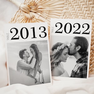 Números de mesa de recepção de casamento Números de mesa de fotos com foto Números de mesa de ano Números de mesa de casamento com foto Cartões de gráfico de assentos