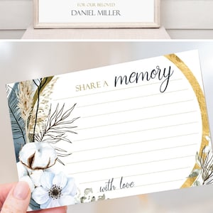 Funeral Share a Memory Sign / Imprimible Share a Memory Card / Blue Leave a Memory Template / Memorial Words Funeral Keepsake Share Memories