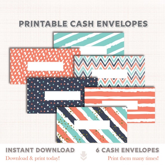 cash envelope template pdf 6 set printable money envelopes etsy