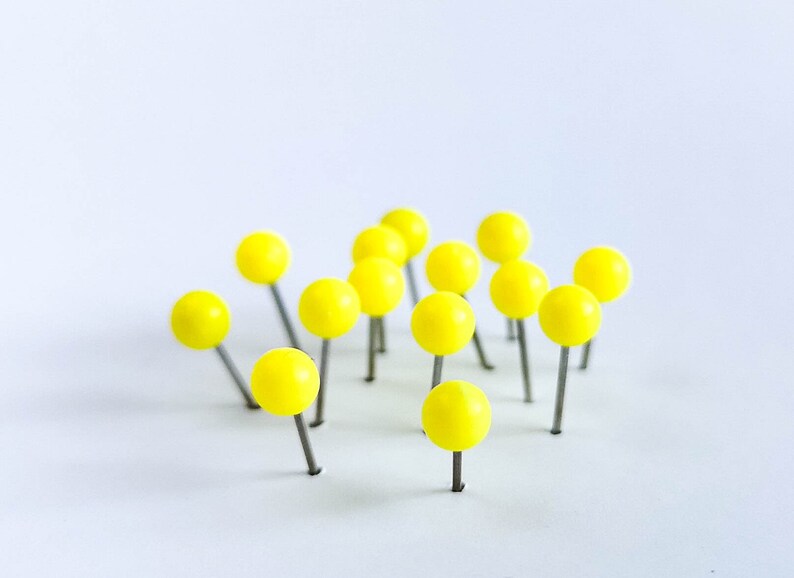 Yellow push pins 100 pc map push pins yellow ball push Etsy