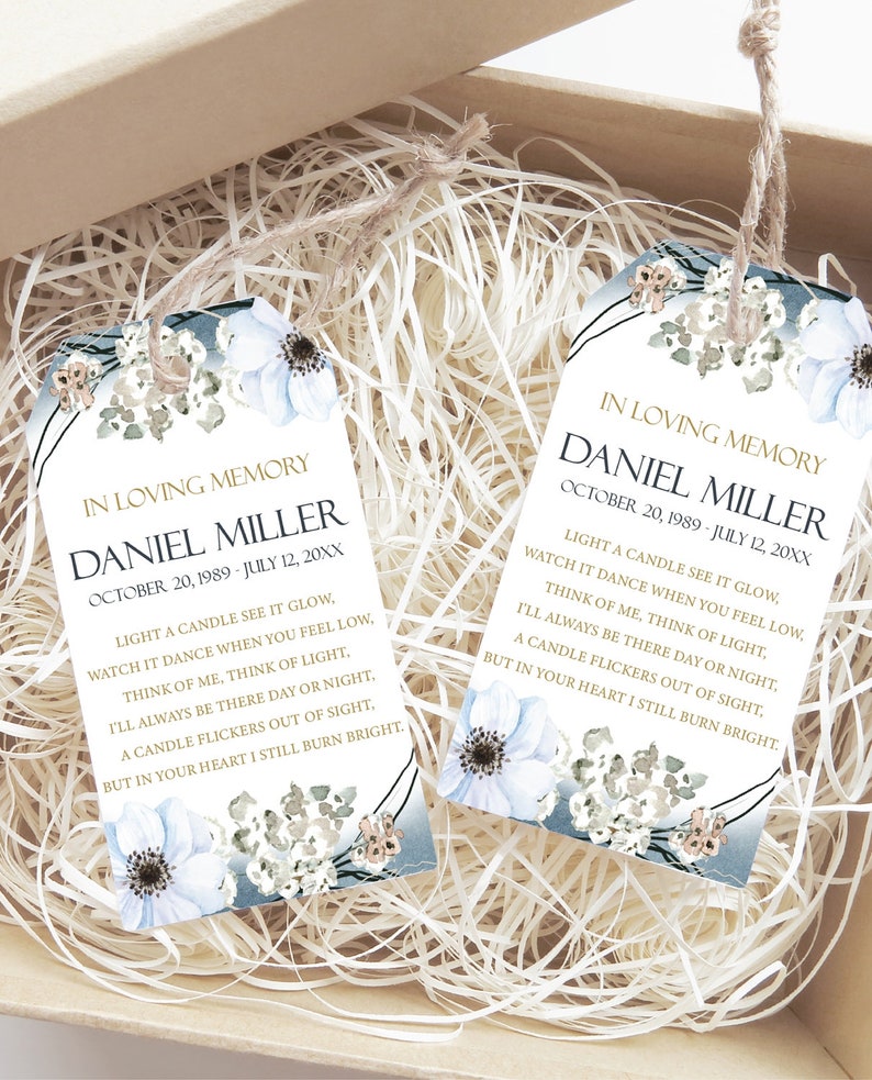 Funeral Favor Tag Template Printable Funeral Gift Tag in Etsy