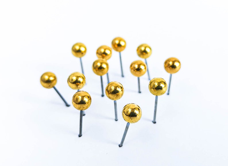 Gold push pins 100 pc map push pins gold ball push pins Etsy