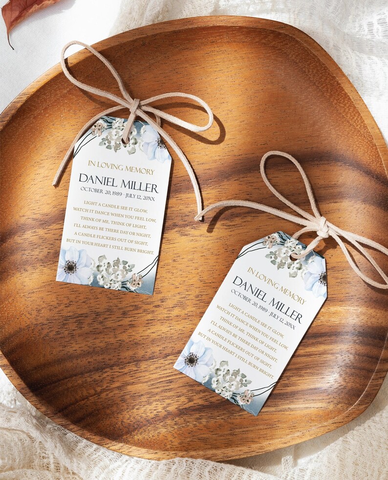 Funeral Favor Tag Template Printable Funeral Gift Tag in Etsy