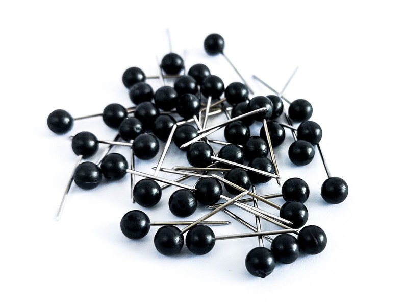 Black Push Pins 100 Pc Map Push Pins Black Ball Push Pins Etsy