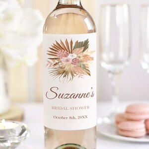 Custom Wine Labels | Bridal Shower Editable Wine Labels | Personalized Wine Bottle Tags | Boho Bachelorette Printable Wine Labels Stickers