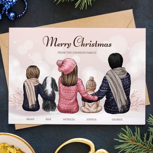 Personalisierte Weihnachtskarten | Familien-Weihnachtskarten | Druckbare Weihnachtskarte mit Tieren | Weihnachtskarten Vorlage mit Katze
