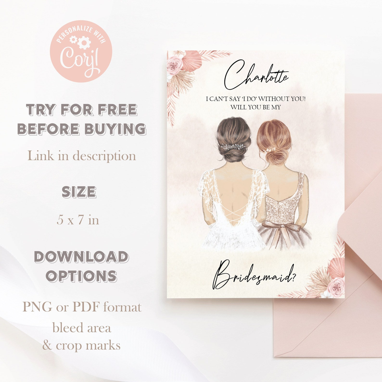 Bridesmaid Proposal Card Floral Printable Template Will | Etsy