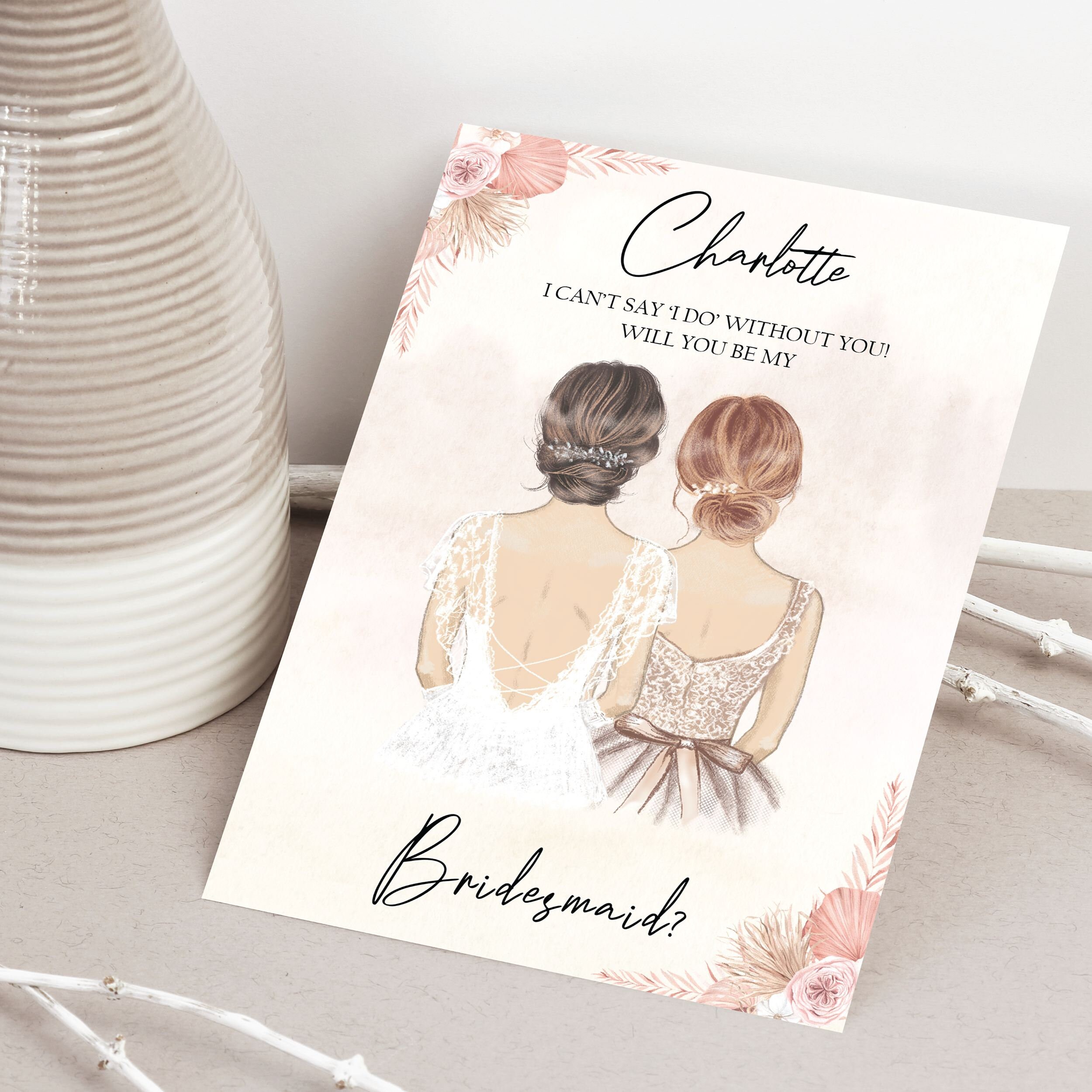Bridesmaid Proposal Card Floral Printable Template Will Etsy