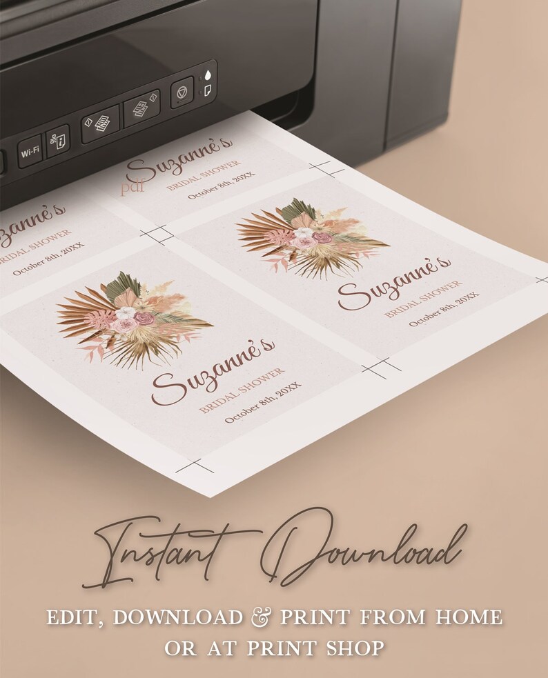 Custom Wine Labels Bridal Shower Editable Wine Labels Etsy