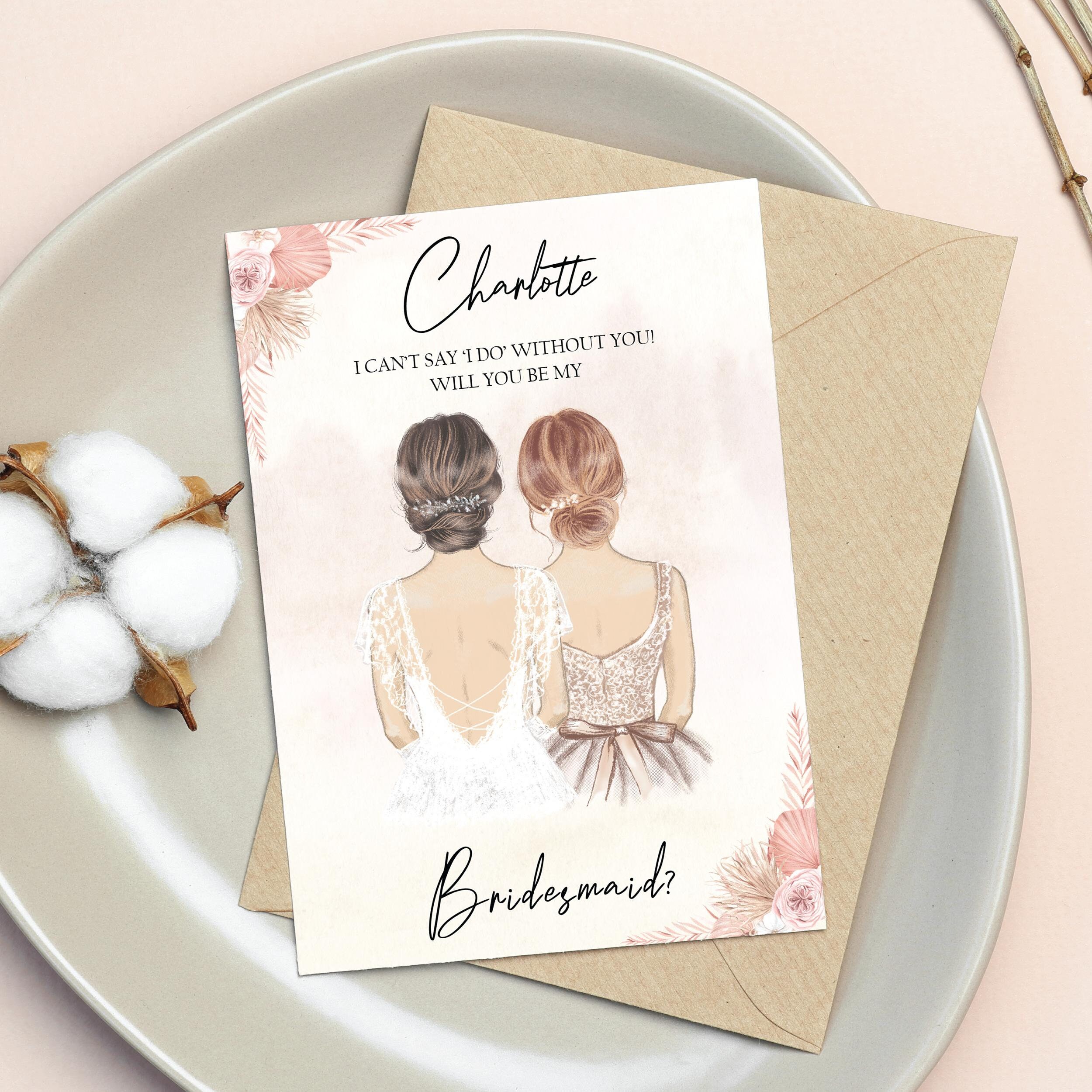 Bridesmaid Proposal Card Floral Printable Template Will Etsy