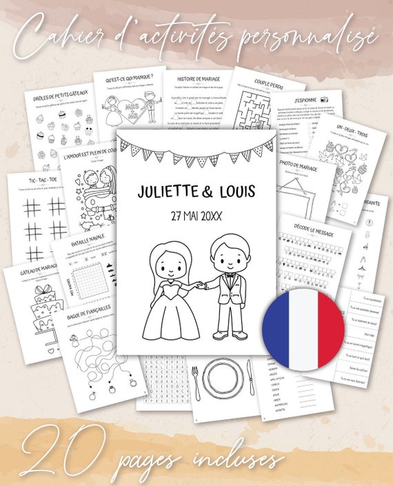 FRANÇAIS Livre D'activités De Mariage Pour Les Enfants Cahier De Coloriage  De Mariage Idées De Table De Mariage Pour Enfants Pdf 