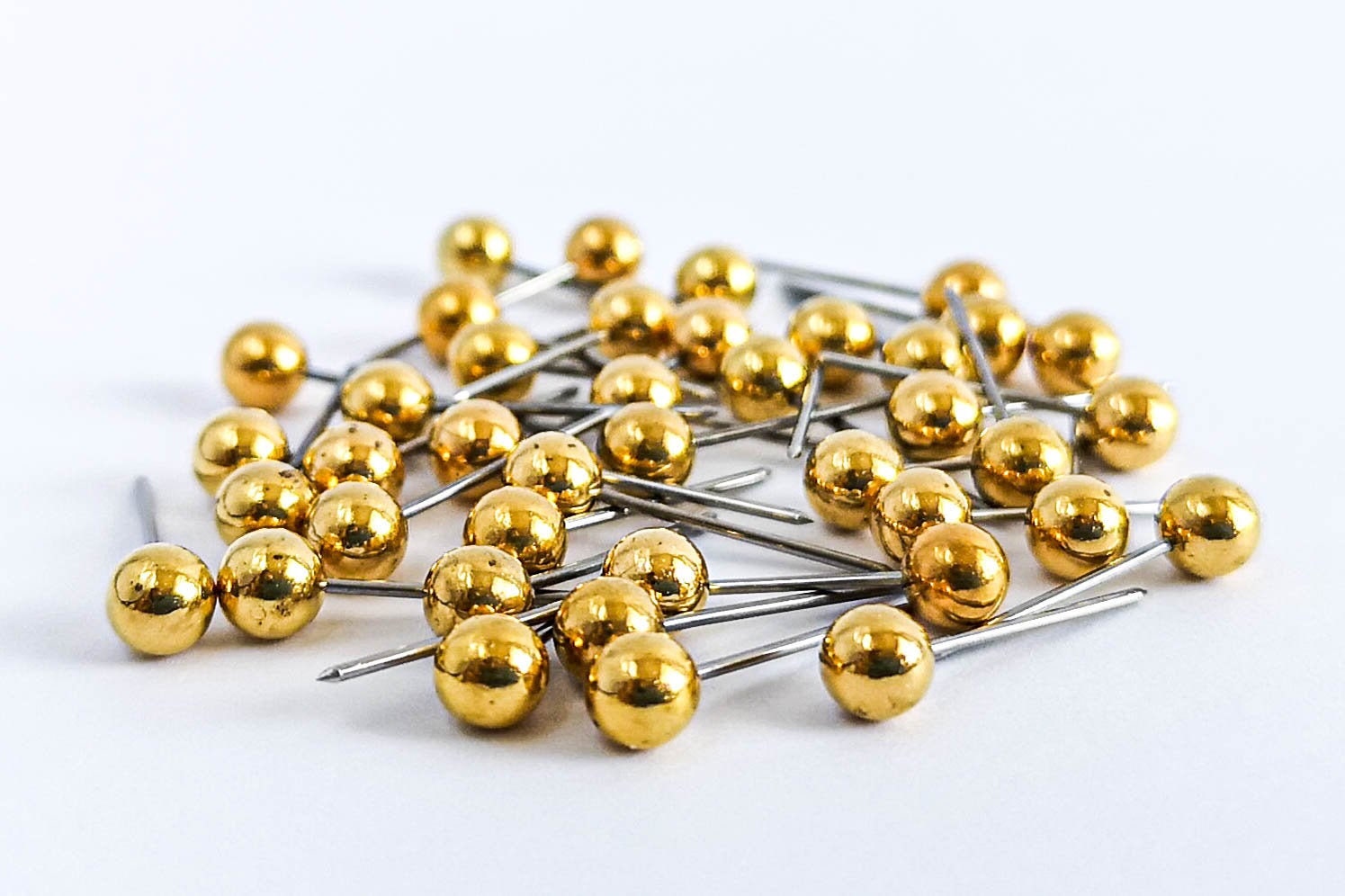 Gold Push Pins 100 Pc Map Push Pins Gold Ball Push Pins Etsy