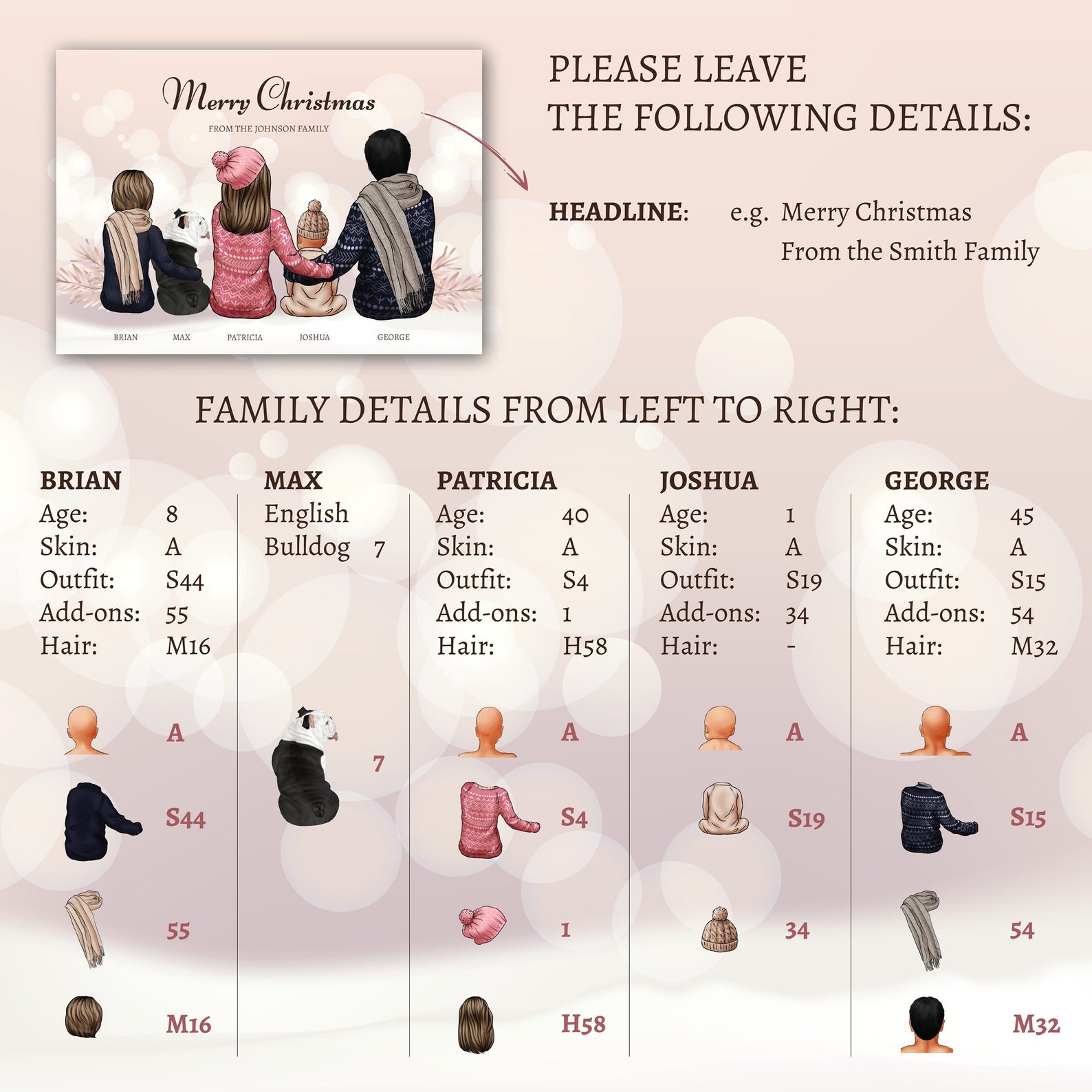 Family Christmas Card Template Christmas Custom Portrait Etsy
