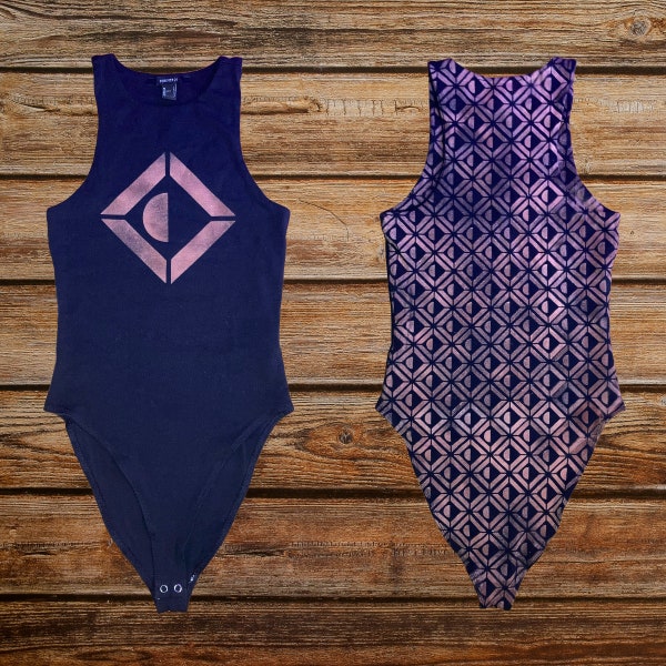 Papadosio Night and Day Bleach Dyed Schwarzer Baumwoll-Bodysuit