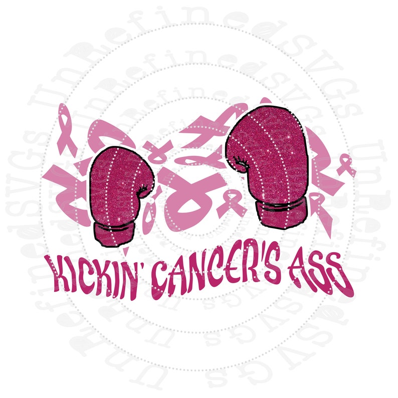 Kick Cancer SVG Cancer Ribbon Think Pink Fight Like a Boss | Etsy